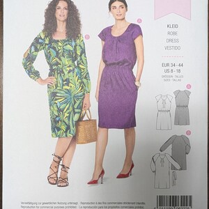 Uncut Burda Sewing Pattern #6222 for Misses and Misses&#39; Plus Size Dress in 2 Lengths with Sleeve Variation. Sizes 8-18.