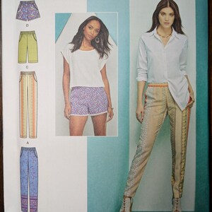 Uncut Simplicity Sewing Pattern #1165 for Misses and Plus Size Slim Pull-On Pants or Above Knee Length Shorts and Short Shorts. Sizes 14-22.