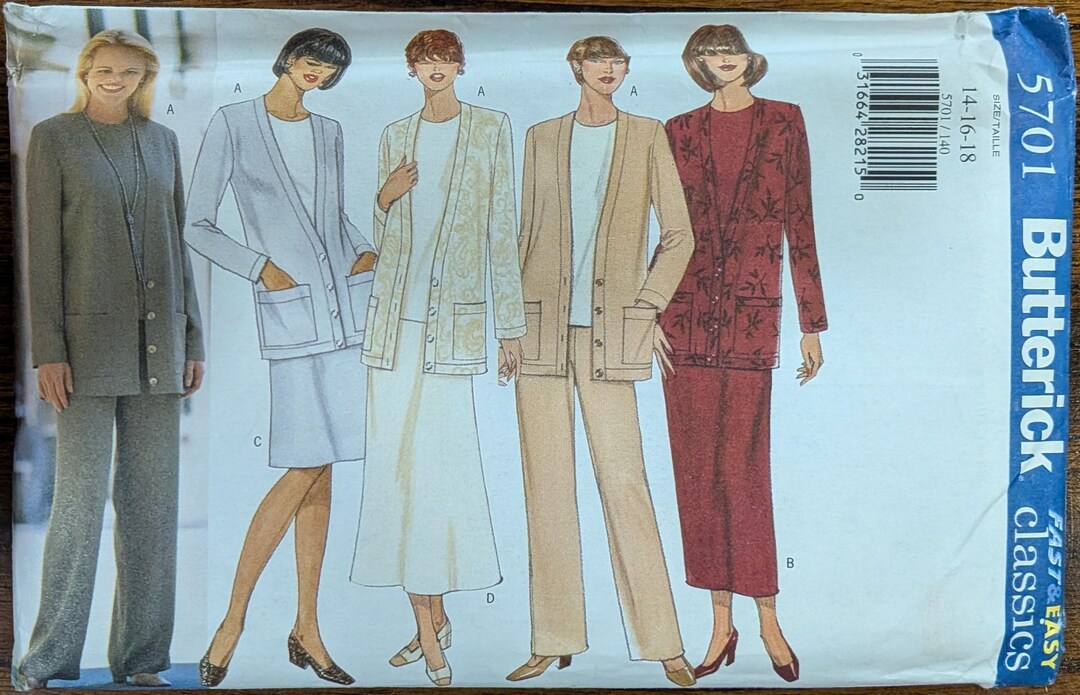 Uncut Butterick Sewing Pattern #5701 for Misses and Misses' Plus Size ...