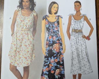 Uncut Butterick Sewing Pattern #B6205 for Misses & Misses' Plus Size Dress. Sizes XS-S-Med and Sizes L-XL-XXL Available.