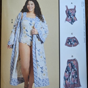 Uncut McCall&#39;s Sewing Pattern #M8412 for Women&#39;s Bodysuit, Robe, Shorts and Pants. Sizes 20W-28W and Sizes 30W-38W Available.