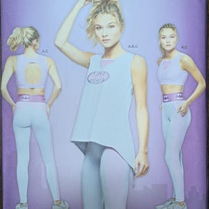 Uncut Simplicity Sewing Pattern #8634 for Misses and Misses&#39; Plus Size Knit Sports Bra and Knit Top and Leggings. All Sizes.