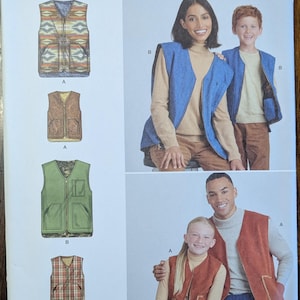 Uncut Simplicity Sewing Pattern #S9860 for Children&#39;s, Teens and Adults&#39; Vests. Sizes XS-L/XS-XL.