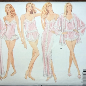 Uncut Butterick Sewing Pattern #6985 for Misses&#39; Robe, Nightgown, Camisole, Panties and Teddy. Sizes XS-S-Med.