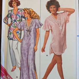 Uncut Butterick Retro Sewing Pattern #3850 for Misses&#39; Nightshirt in 2 Lengths and Pants. Sizes P-S-M