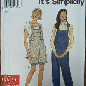 Uncut Simplicity Sewing Pattern 8455 for Misses and Misses' Plus Size Overalls in 2 Lengths. Sizes 10-20.