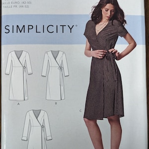 Uncut Simplicity Sewing Pattern #R10740 for Misses&#39; and Misses&#39; Plus Size Wrap Dress. Sizes 6-14 and Sizes 16-24 Available.