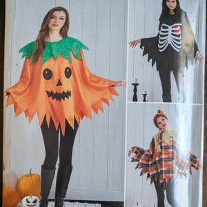May include: Simplicity sewing pattern R11162 for three Halloween costumes: a pumpkin, a skeleton, and a scarecrow. The pattern includes instructions for making each costume.