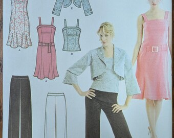 Uncut Simplicity Sewing Pattern 3797 for Misses' Dress or Top, Pants in 2 Lengths and Jacket. Sizes 6-14.