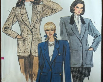 Uncut Vintage Vogue Sewing Pattern #7022 for Misses' Jacket with 3 Variations. Sizes 8-12.