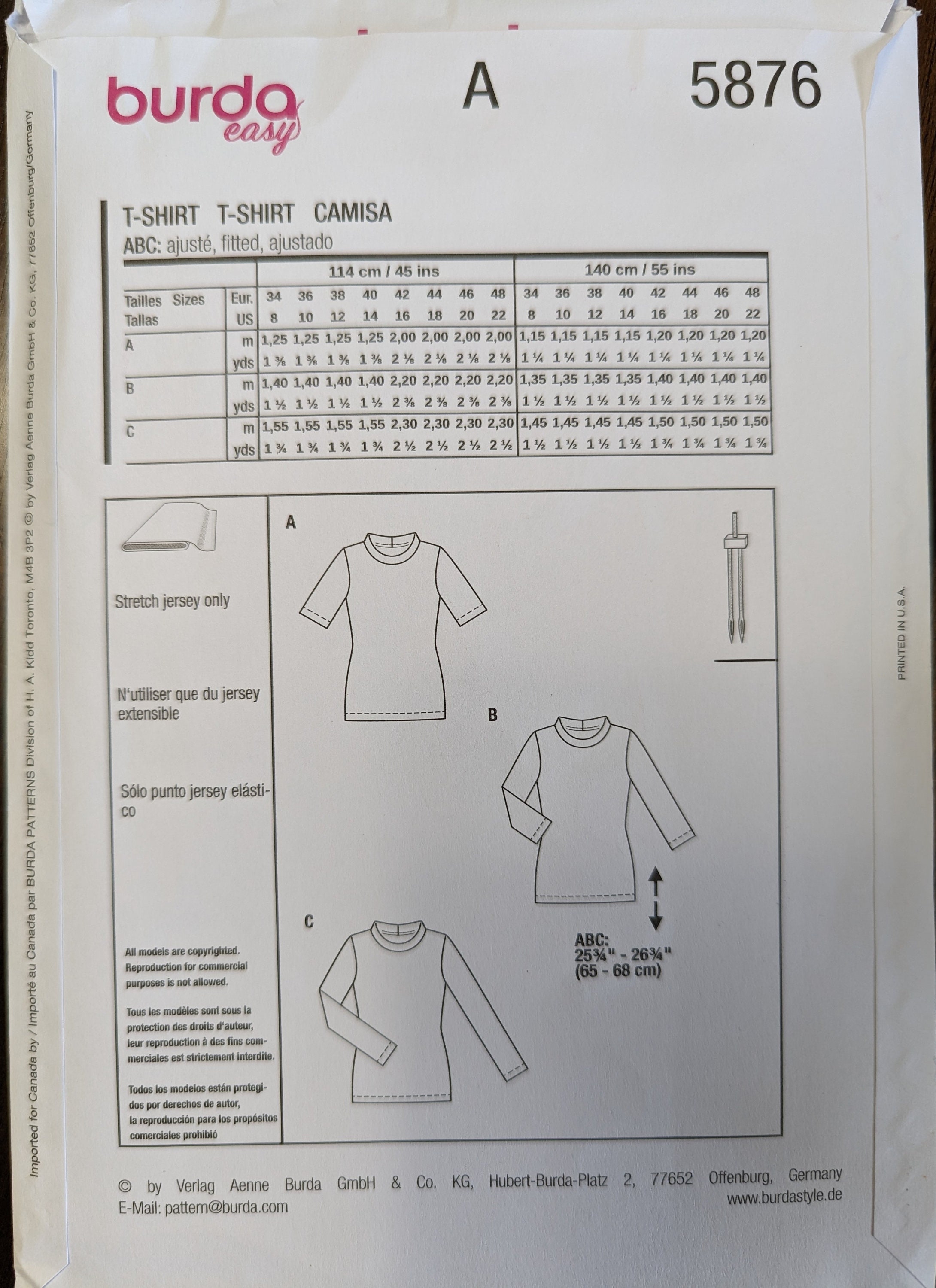 Uncut Burda Sewing Pattern #5876 for Misses and Misses' Plus Size Tops ...