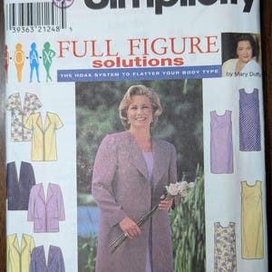 Uncut Simplicity Sewing Pattern #8003 for Women&#39;s Coat or Jacket and Dress. Sizes 18W-24W.