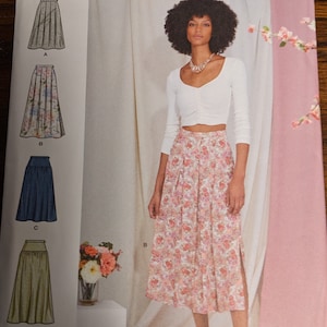 Uncut Simplicity Sewing Pattern #R11326 for Misses Plus Size Skirts with 4 Variations Sizes 16-24