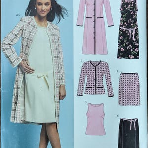 Uncut New Look Sewing Pattern #6413 for Misses and Misses&#39; Plus Size Coat, Jacket, Dress, Skirt and Top. Sizes 8-18.