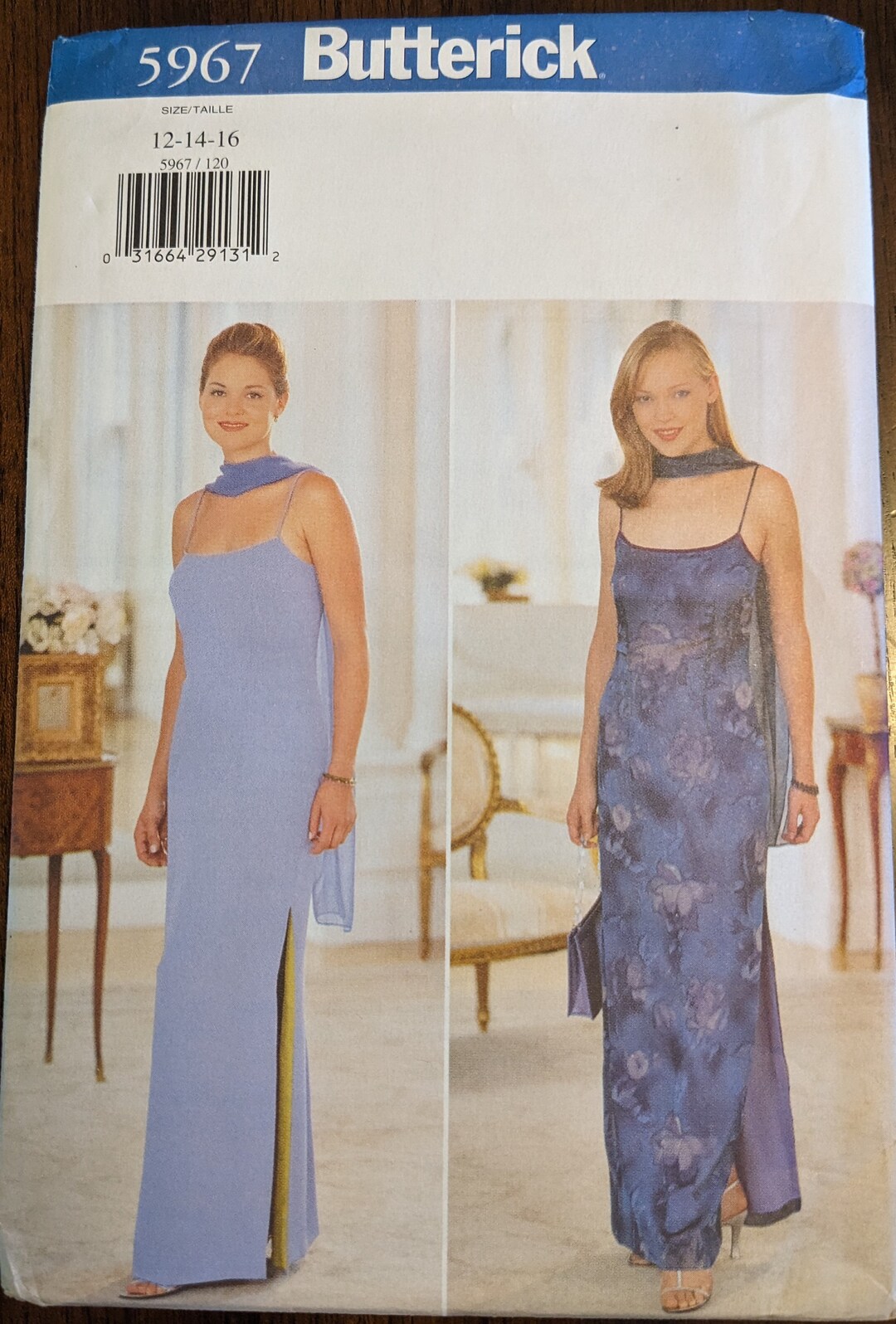 Uncut Butterick Sewing Pattern #5967 for Misses' Dress and Scarf Sizes ...