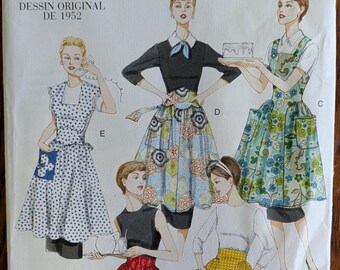 Uncut Vogue Original 1952 Design Sewing Pattern V8643 for Misses' Aprons in 5 Styles. Sizes S-L.