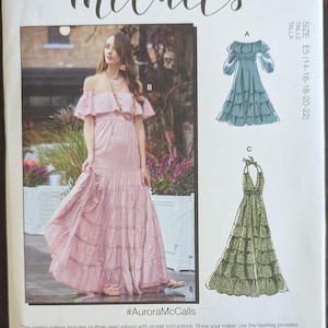 Uncut McCall&#39;s Sewing Pattern #M8087 for Misses and Misses&#39; Plus Size Dresses. Sizes 14-22.