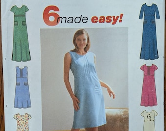Uncut Simplicity Sewing Pattern 9189 for Misses' Relaxed Fit Pullover Dress with 6 Variations. Sizes 6-12.