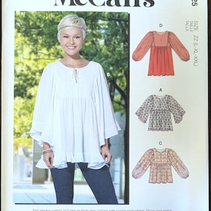 Uncut McCall&#39;s Sewing Pattern #M7325 for Misses and Misses&#39; Plus Size Tops and Tunic. Sizes XS-S-M and Sizes L, XL, XXL Available.