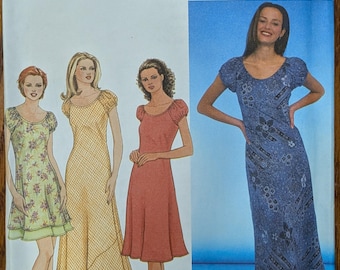 Uncut Simplicity Sewing Pattern 8644 for Misses' Bias Dress with 4 Variations. Sizes 6-10.