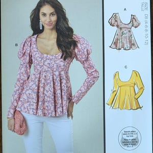 Uncut McCall&#39;s Sewing Pattern #M8386 for Misses and Misses&#39; Plus Size Tops with A/B, C, D Cup Sizes. Sizes 4-12 and Sizes 14-22 Available.