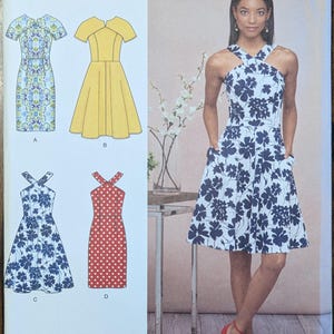 Uncut Simplicity Sewing Pattern #8594 for Misses and Misses&#39; Plus Size Dresses with Bodice and Skirt Variations. Sizes 6-14 & Sizes 14-22.