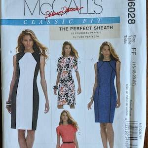 Uncut McCall's Sewing Pattern #M6028 for Misses and Misses' Plus Size Dresses. Sizes 16-22.