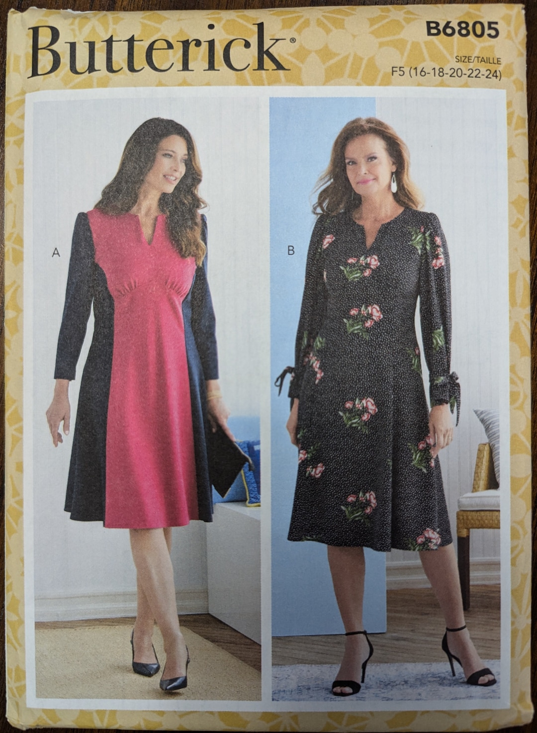 Uncut Butterick Sewing Pattern #B6805 for Misses' Plus Size Dress With ...