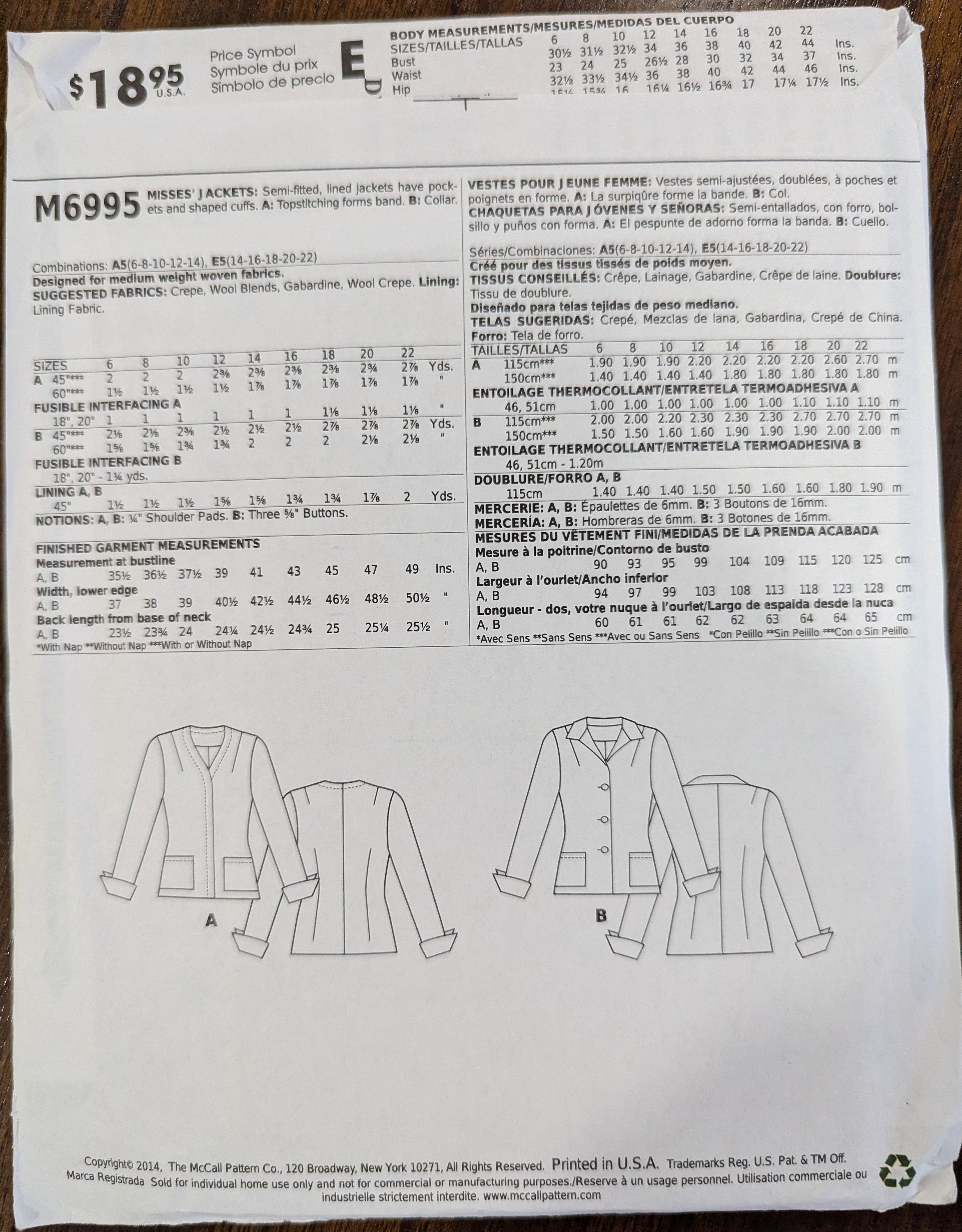 Uncut Mccall's Sewing Pattern #M6995 for Misses' and Misses' Plus Size ...