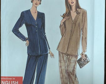 Uncut Simplicity Sewing Pattern #9751 for Misses and Misses' Plus Size Jacket and Pants. Sizes 10-20.