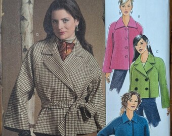 Uncut Butterick Sewing Pattern B4865 for Misses and Misses' Plus Size Jacket and Belt. Sizes L, XL (16-22).