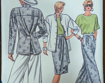 Uncut Vintage Vogue Sewing Pattern #9636 for Misses' Jacket, Skirt, Pants and Top. Sizes 8-12.