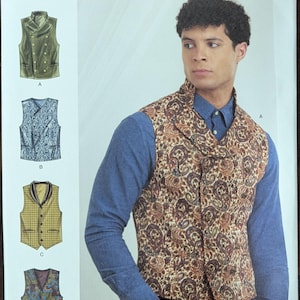 Uncut Simplicity Sewing Pattern #S9457 for Men&#39;s Vests. Sizes 44-52.