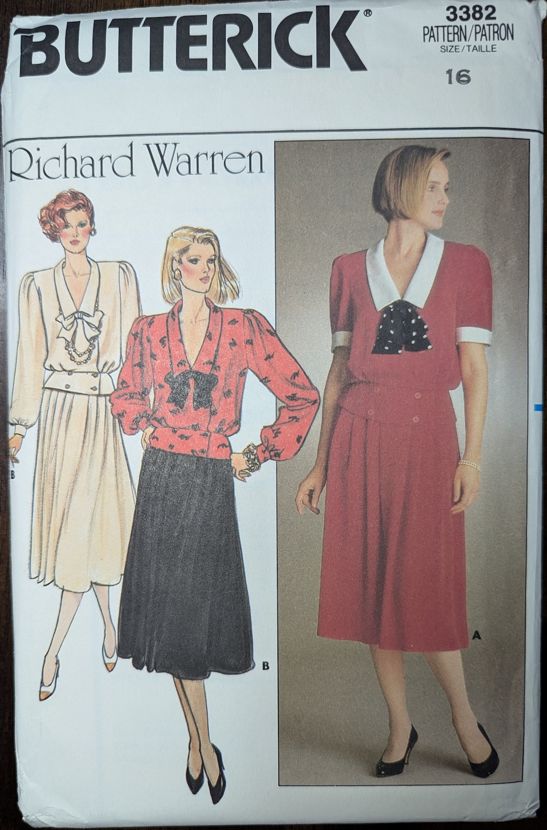 Uncut Butterick Sewing Pattern #3382 for Misses' Top and Skirt. Size 16 ...