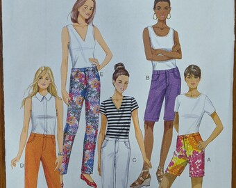 Uncut Butterick Sewing Pattern B6061 for Misses and Misses' Plus Size Shorts and Pants. Sizes 14-22.