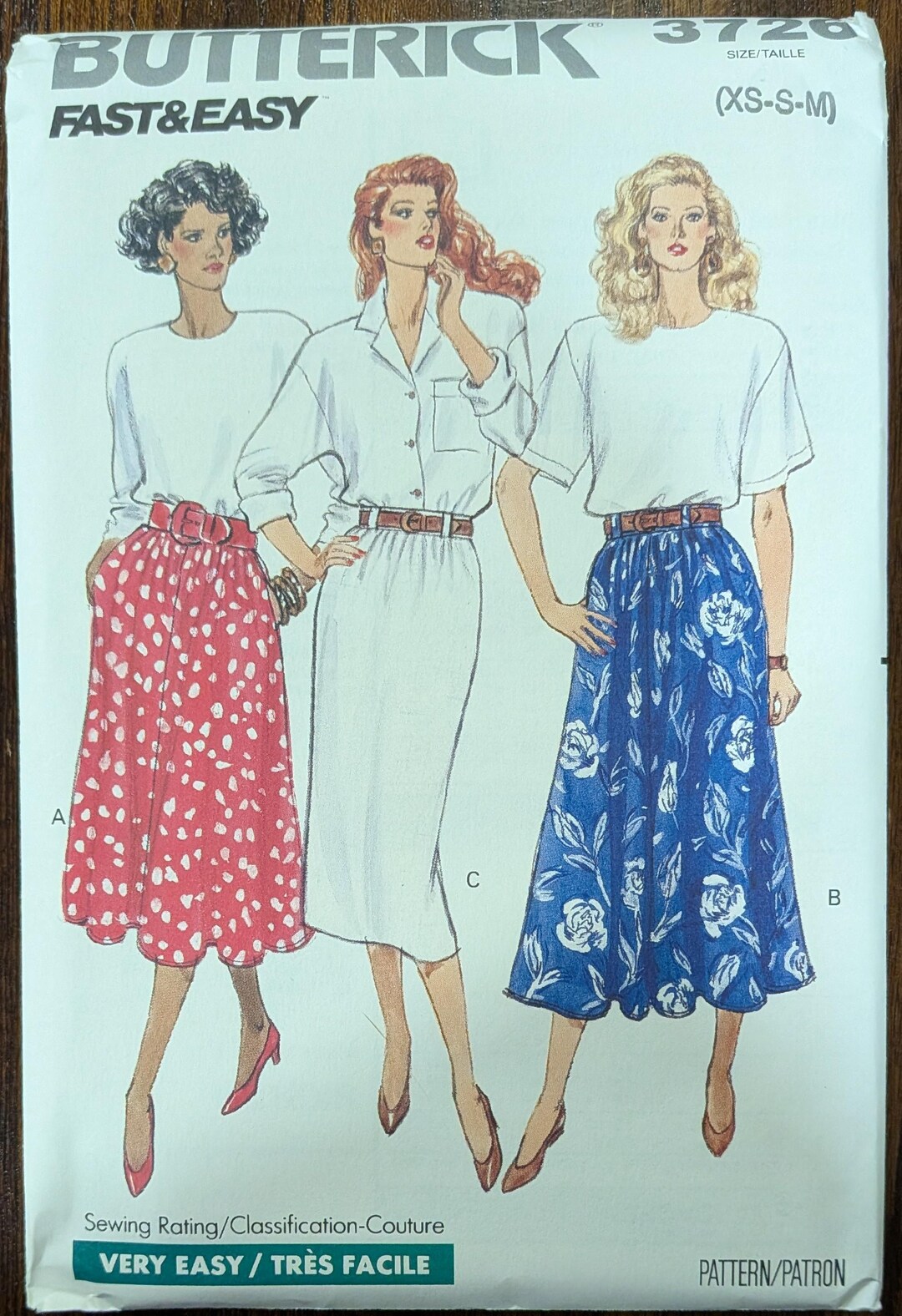 Uncut Vintage Butterick Sewing Pattern #3726 for Misses' Skirt With 3 ...