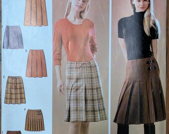Uncut Simplicity Sewing Pattern 4961 for Misses' Pleated Skirts in 3 Lengths. Sizes 6-12.