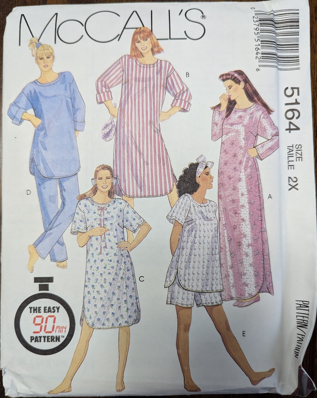 Uncut Mccall's Sewing Pattern #5164 for Misses' Plus Size Sleepwear ...