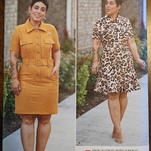 Uncut Simplicity Sewing Pattern #R11324 for Misses&#39; Regular and Plus Size Shirt Dress and Belt. Sizes 6-14 and 16-24.