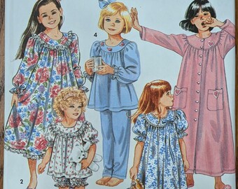 Uncut Vintage Simplicity Sewing Pattern 8093 for Child's Nightgown, Robe and Long or Short Pajamas. Sizes 3-6.