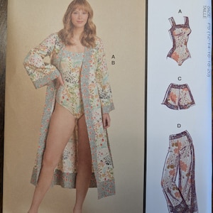 Uncut McCall&#39;s Sewing Pattern #M8411 for Misses&#39; and Misses&#39; Plus Size Bodysuit, Robe, Shorts & Pants. Sizes 4-12 and Sizes 12-20 Available