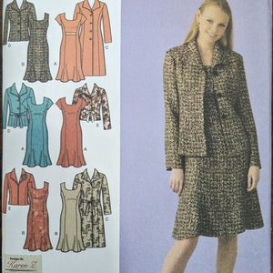 Uncut Simplicity Sewing Pattern #4014 for Women&#39;s Unlined Coat or Jacket in Two Lengths and Lined Dress. Sizes 20W-28W.