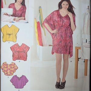 Uncut Simplicity Sewing Pattern #1757 for Misses and Misses&#39; Plus Size Mini-Dress or Tunic and Top. Sizes 6-18.