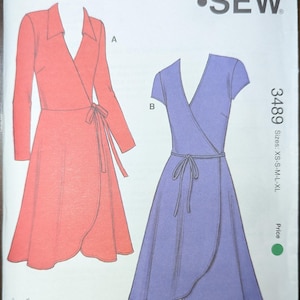 Uncut Kwik Sew Sewing Pattern #3489 for Misses and Misses&#39; Plus Size Dresses -Designed for Stretch Knits Only. Sizes XS-XL.