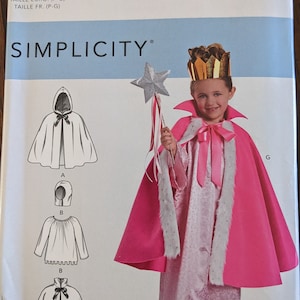 Uncut Simplicity Sewing Pattern #R10648 for Girls/Childs Cape, Robe and Headpieces. Halloween Costume. Sizes S-L