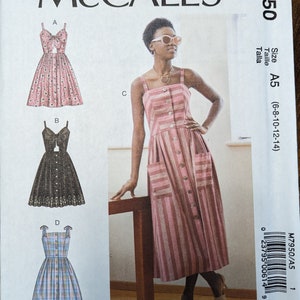 Uncut McCall&#39;s Sewing Pattern #M7950 for Misses&#39; Dresses with 4 Variations. Sizes 6-14.