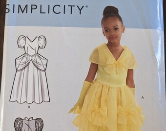 Uncut Simplicity Sewing Pattern #R10657 for Children's and Girl's Costume Dresses. Halloween Costumes. Sizes 7-14