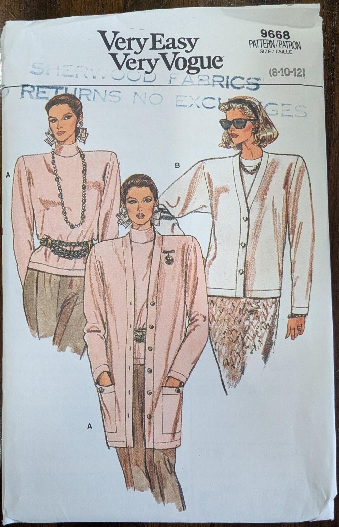 Patterns 9668 Uncut Vintage Vogue Sewing Pattern #9668 for Misses' Cardigan and Top ...