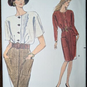 Uncut Vogue Sewing Pattern #7963 for Misses&#39; Dress with Sleeve Variation. Sizes 8-12.