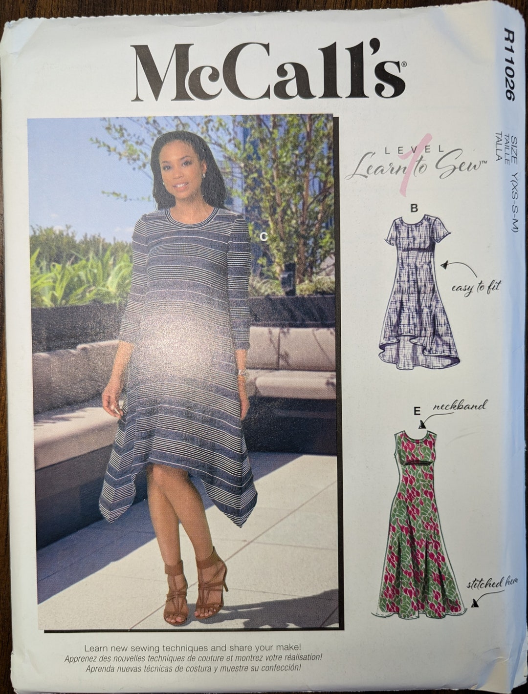 Uncut Mccall's Sewing Pattern #R11026 for Misses' Dresses. Sizes Xs-s ...